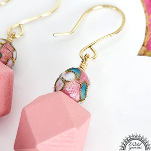 Pink Fuzzy Ball Earrings