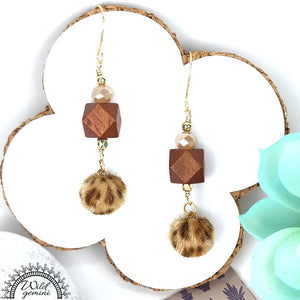 Animal Print Fuzzy Ball Earrings