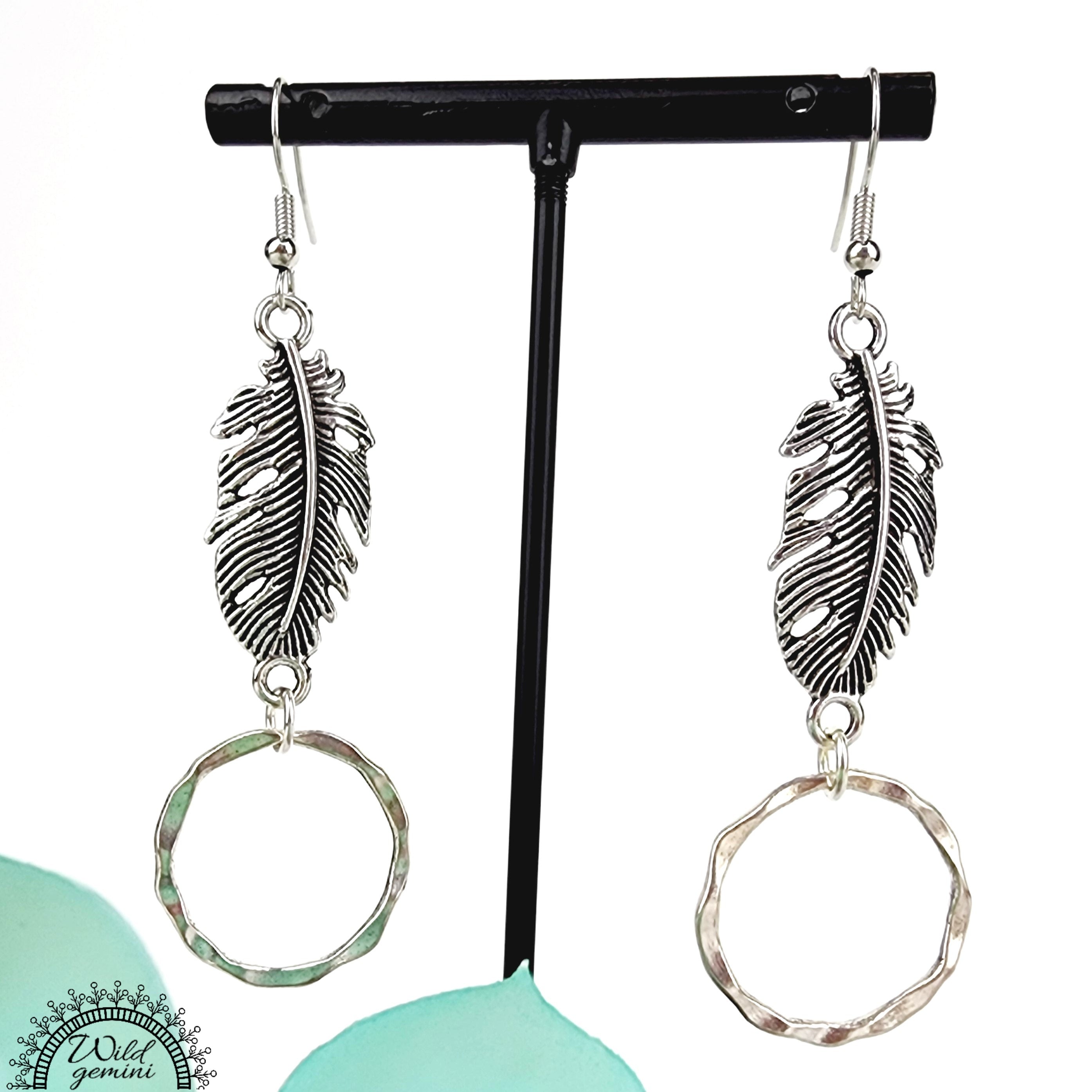 Dangling Silver Feather Earrings