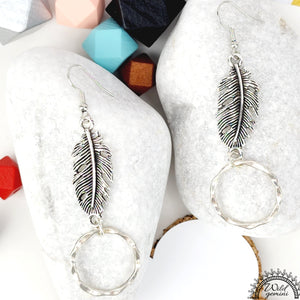 Dangling Silver Feather Earrings