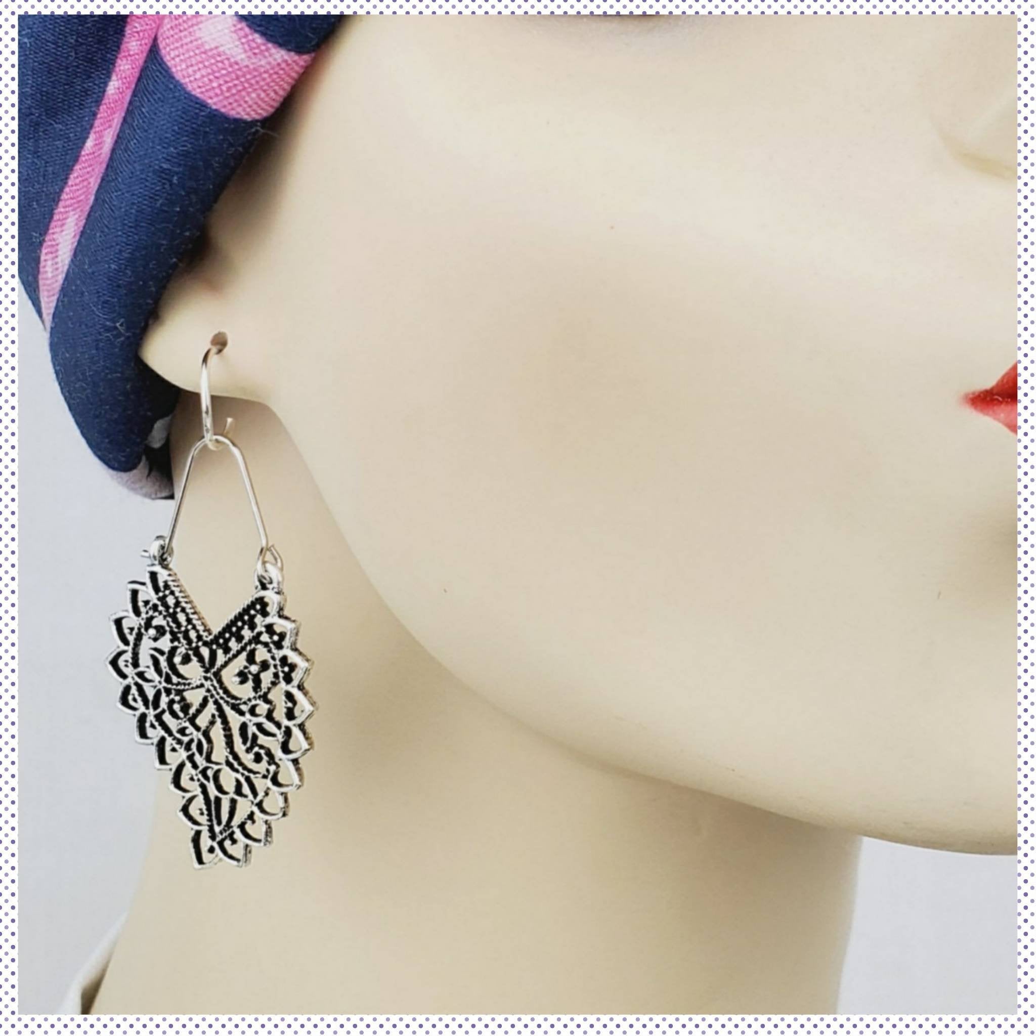 Antique Silver Leave Earrings