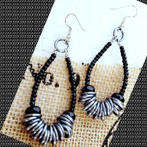 Black & Silver Hoop Earrings