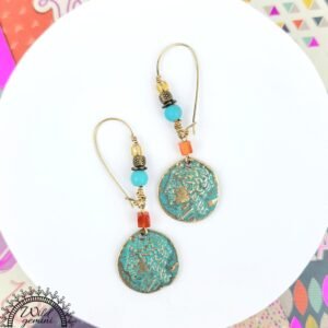 Vintage Distressed Brass Roman Coin Earrings