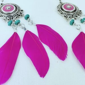 Pink Fushia Feather Earrings