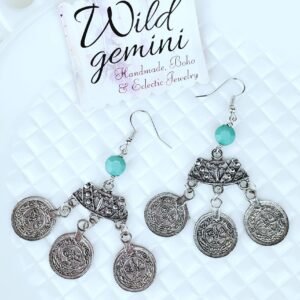 Silver Coins Drop Earrings