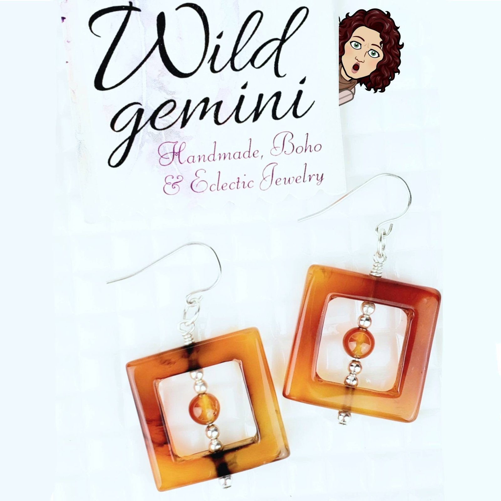 Sterling Silver Square Carnelian Earrings