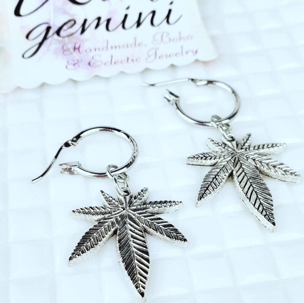Silver Cannabis Drop Earrings