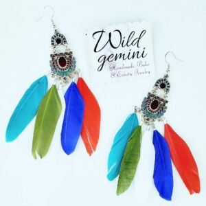 Multicolored Feather Earrings