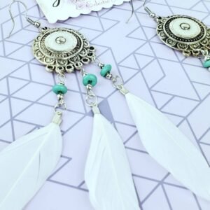 White Feather Earrings