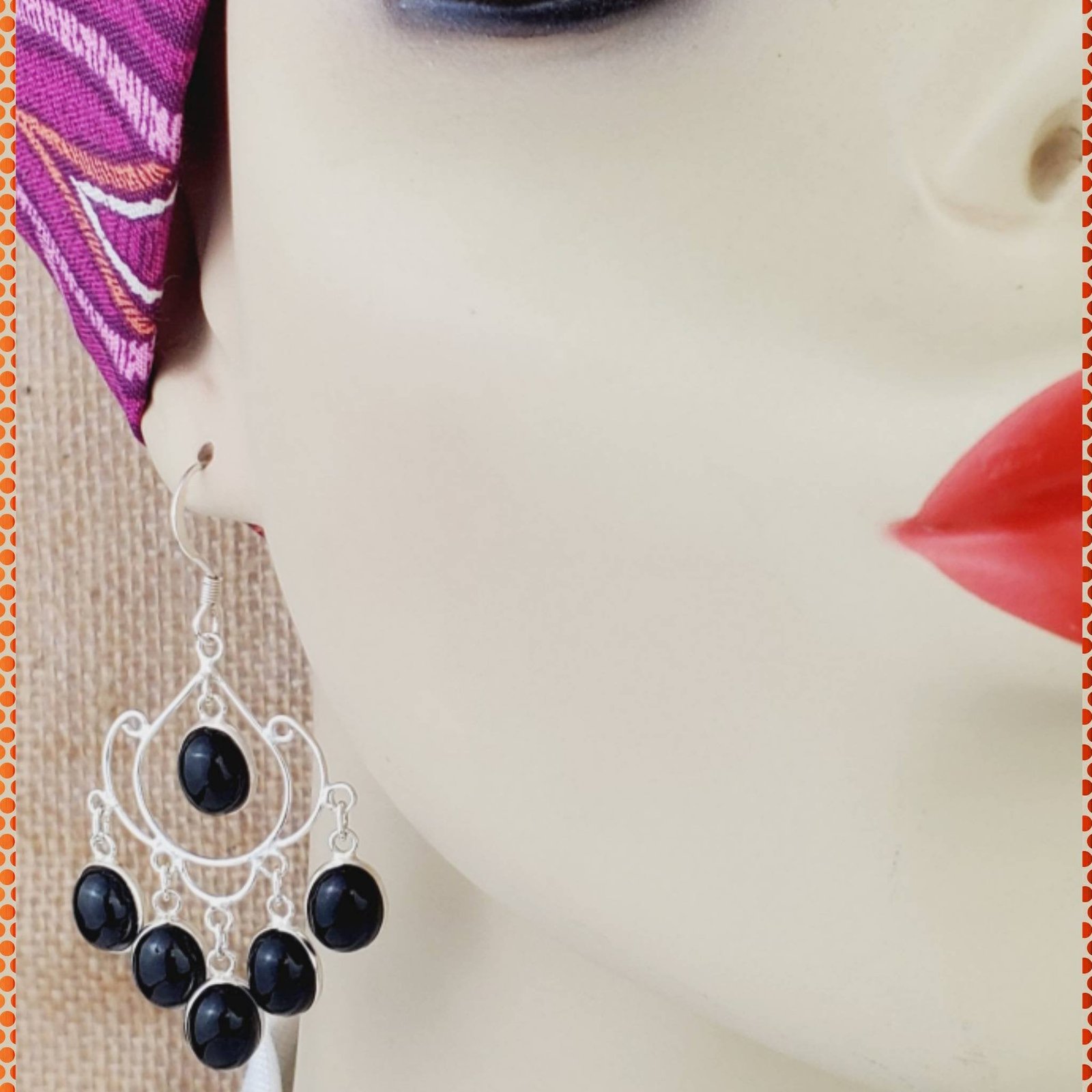 Sterling Silver Black Onyx Earrings โ Handmade .925 Silver Dangles with Oval Onyx Stones, 2.25โ Long Statement Earrings - Image 3