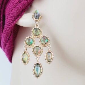 Golden Green Crystal Stud Earrings