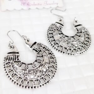 Round Antique Silver Earrings