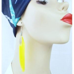 Single Yellow Feather Earrings