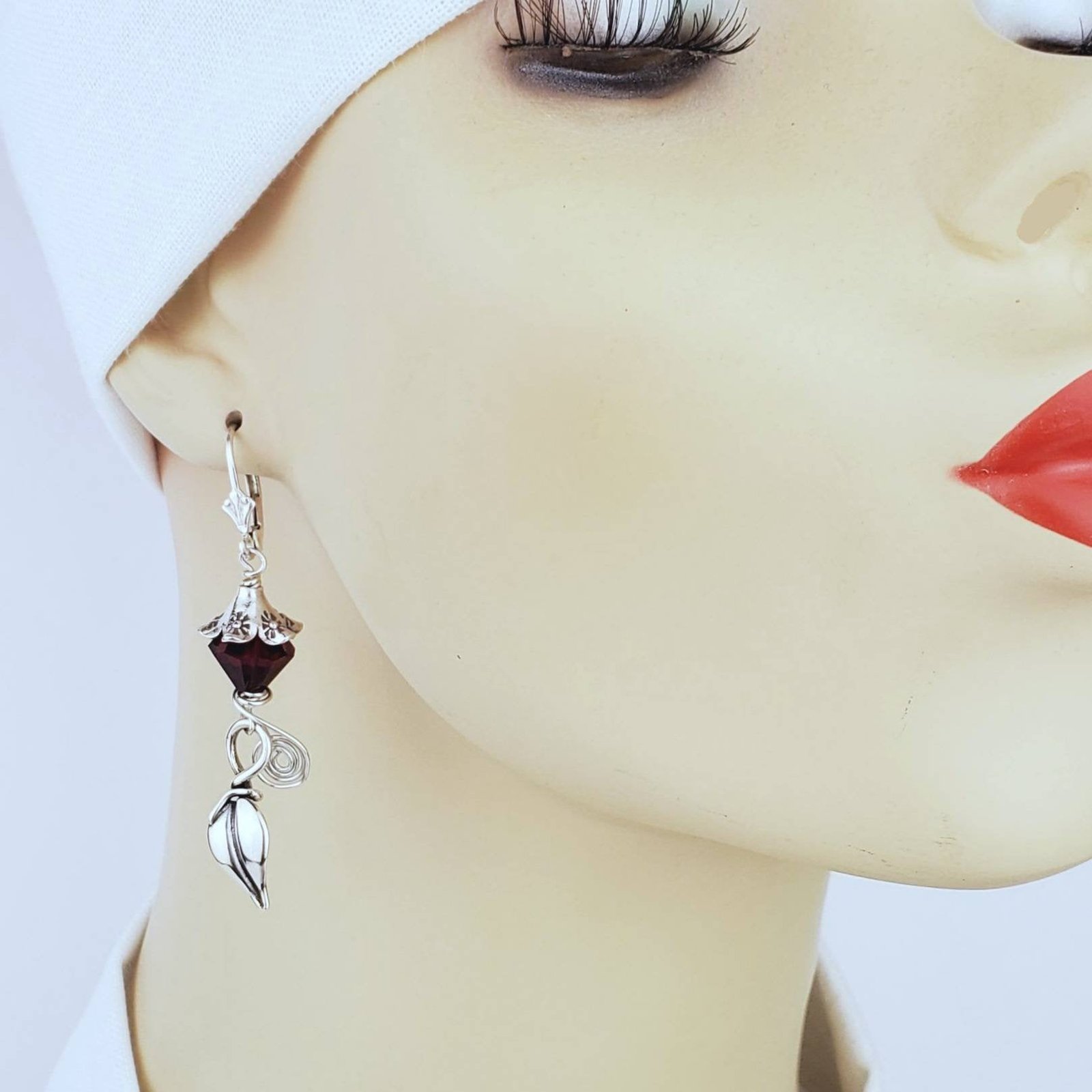 Sterling Silver Red Swarovski Earrings - Image 4