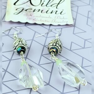 Clear Glass Nugget Earrings