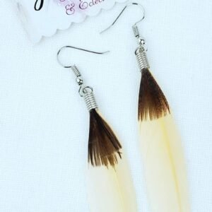 Single Peach Brown Feather Earrings