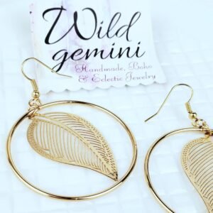 Golden Leaf Hoop Earrings