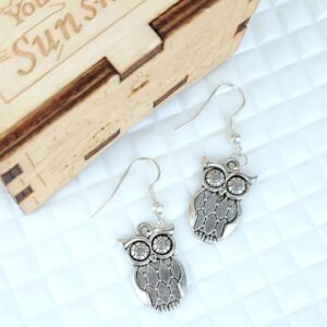 Silver Owls Drop Earrings