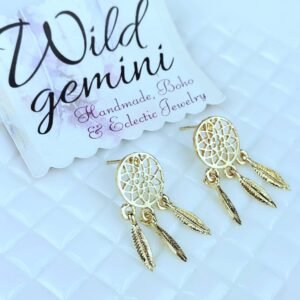 Gold Dreamcatcher Stud Earrings