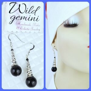 Sterling Silver Cone Onyx Earrings